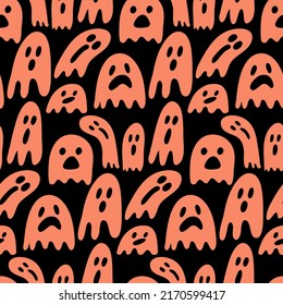 Ghost phantom seamless pattern dark background, eps 10 vector illustration