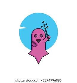 ghost pink witch flat vector logo icon. Abstract vector graphics simple elegant flat illustration style.