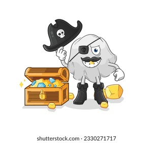the ghost pirate with treasure mascot. cartoon vector