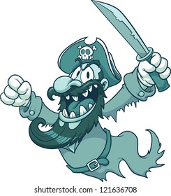 Ghost pirate. Vector clip art illustration with simple gradients. All in a single layer.