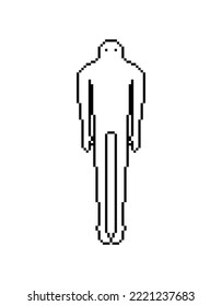 Ghost Pixel art. 8 bit human phantom. pixelated Spook Vector illustration