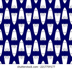 Ghost Pixel art Pattern seamless. 8 bit spook Background. pixelated Vector texture halloween