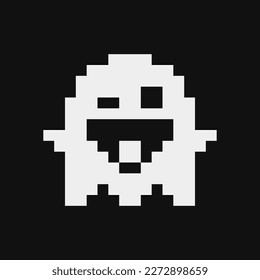 Ghost pixel art style icon. costume dressed cute character. Isolated vector illustration. Design for stickers, logo, mobile app.	
