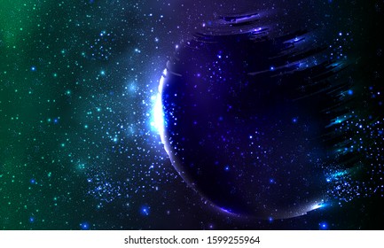 Ghost planet in space, vector art illustration.