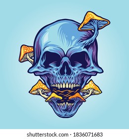 Ghost Plant Fungus Skull Mushrooms Illustrations for your work merchandise clothing line and poster, greeting advertising business company brands