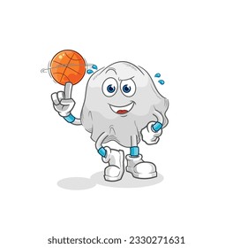 the ghost playing basket ball mascot. cartoon vector
