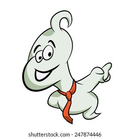 Ghost pointing, vector, smiling, wearing tie