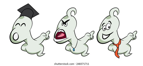 Ghost pointing, vector, smiling, wearing tie