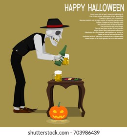 A ghost is pouring some beer on transparent backgrounds
