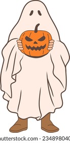 Ghost and Pumpkin Costume Vector Illustration