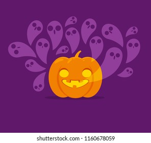 ghost from pumpkin. Isolated Vector Illustration