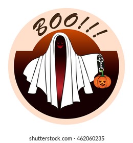 The Ghost with the pumpkin on the chain. Sticker for Halloween