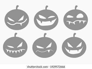 Ghost pumpkin set. Spooky Halloween silhouette. Illustration in cartoon style