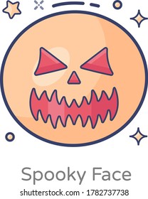 Ghost pumpkin, spooky face flat design vector 