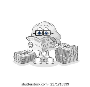 the ghost read newspaper cartoon. character vector
