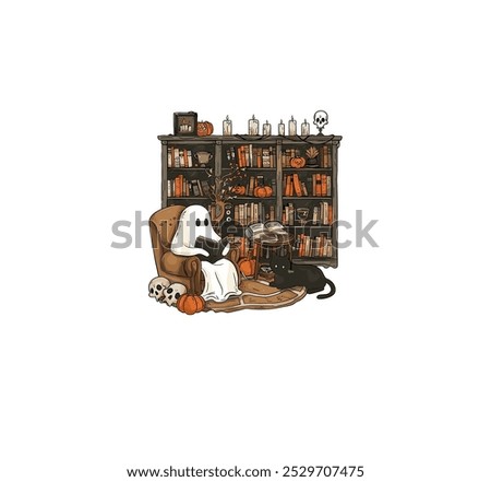 Ghost reading, cute ghost reading, cute ghost halloween, ghsot halloween, ghost eps