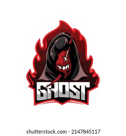 Ghost With RED HOODIE PHANTOM E SPORTS LOGO DESIGN
