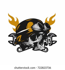 Ghost rider road biker mascot logo vector illustration workshop adventure