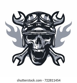 Ghost rider road biker vector logo mascot illustration