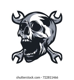 Ghost rider road biker vector logo mascot illustration