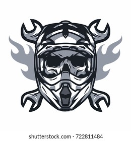 Ghost rider road biker vector logo mascot illustration