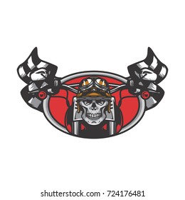 Ghost rider skull road biker vector mascot illustration