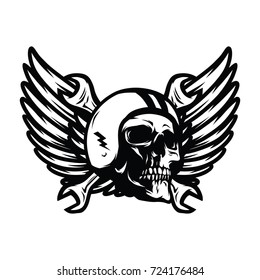 Ghost rider skull road biker vector mascot illustration
