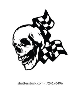 Ghost rider skull road biker vector mascot illustration