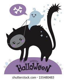 ghost riding cat on white