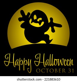 Ghost rising moon Halloween card in vector format.