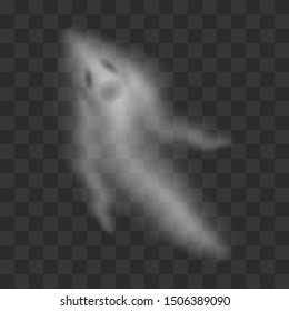 Ghost.
Scary halloween apparition face.
Spooky transparent halloween ghost isolated vector set.