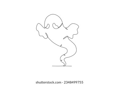 A ghost is scary. Ghost one-line drawing