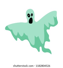 Ghost screaming, holiday Halloween, attribute, icon, vector, illustration, isolated, cartoon style