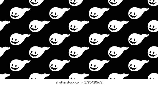 Ghost seamless pattern Halloween spooky vector scarf isolated tile background repeat wallpaper devil evil cartoon doodle illustration gift wrap paper design