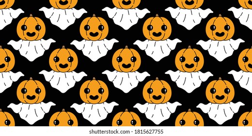 Ghost seamless pattern Halloween spooky pumpkin cartoon vector scarf isolated repeat wallpaper tile background devil evil doodle gift wrap paper illustration design