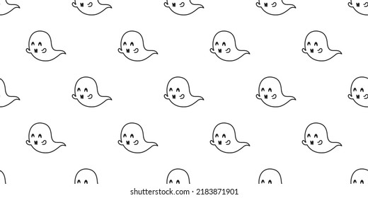 Ghost seamless pattern Halloween spooky vector scarf isolated repeat wallpaper tile background devil evil cartoon gift wrap paper illustration doodle design