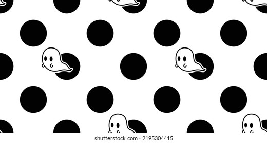 Ghost seamless pattern Halloween spooky polka dot vector scarf isolated repeat wallpaper tile background devil evil cartoon gift wrap paper illustration doodle design