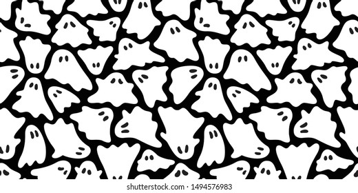 Ghost seamless pattern Halloween vector spooky camouflage scarf isolated repeat wallpaper tile background devil evil cartoon illustration doodle gift wrap paper design