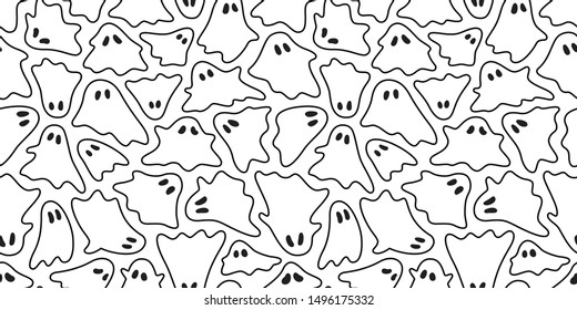 Ghost seamless pattern Halloween vector spooky camouflage scarf isolated repeat wallpaper tile background devil evil cartoon illustration doodle gift wrap paper white design