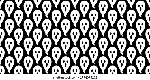 Ghost seamless pattern Halloween vector spooky scarf isolated repeat wallpaper tile background devil evil cartoon doodle illustration gift wrap paper black design