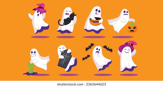 Ghost seamless pattern Halloween vector spooky scarf isolated repeat wallpaper tile background devil evil cartoon illustration doodle gift wrap paper white design