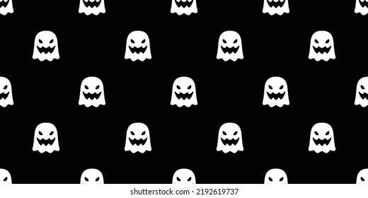 Ghost seamless pattern spooky Halloween vector cartoon scarf isolated tile background repeat wallpaper devil evil gift wrapping paper illustration doodle design