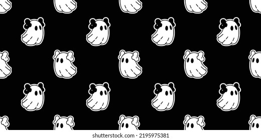 Ghost seamless pattern spooky Halloween vector scarf isolated tile background repeat wallpaper cartoon devil evil gift wrapping paper doodle illustration design