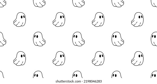 Ghost seamless pattern spooky Halloween vector scarf isolated tile background repeat wallpaper cartoon devil evil gift wrapping paper illustration doodle design