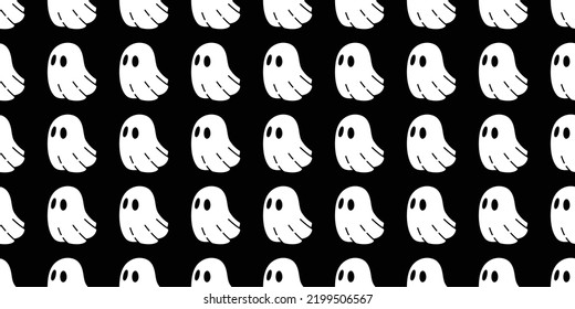 Ghost Seamless Pattern Spooky Halloween Vector Scarf Isolated Tile Background Repeat Wallpaper Cartoon Devil Evil Gift Wrapping Paper Illustration Doodle Black Design