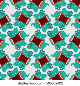 Ghost seamless pattern. Terrible howling wraith background. Monster scares ornament. spook with open mouth screams. Mysterious phantom texture
