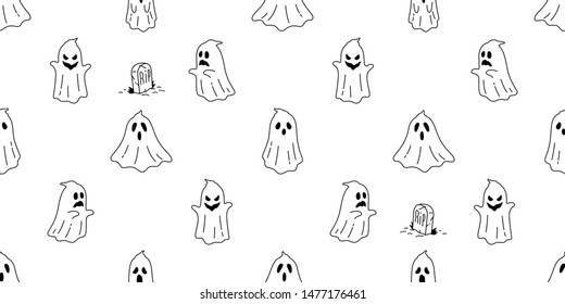 Ghost seamless pattern vector Halloween spooky scarf isolated repeat wallpaper tile background devil evil cartoon illustration doodle gift wrap paper design