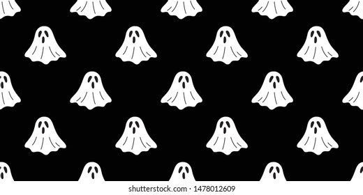 Ghost seamless pattern vector Halloween spooky scarf isolated repeat wallpaper tile background devil evil cartoon illustration gift wrap doodle design