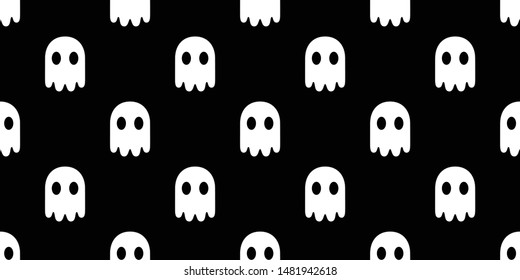 Ghost seamless pattern vector Halloween spooky devil evil cartoon scarf isolated repeat wallpaper tile background illustration gift wrap doodle black design