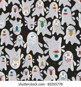 Ghost seamless pattern. Vector texture for your background on Halloween.